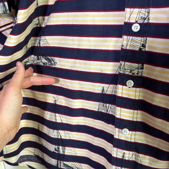 Gant Shirt Mens Large Blue Striped Button Down Sailor Imperial Poplin Salty Dog - Picture 12 of 13